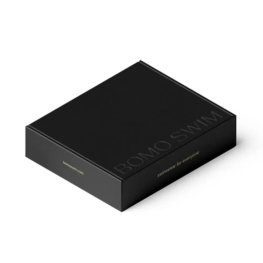 black swimwear boxes