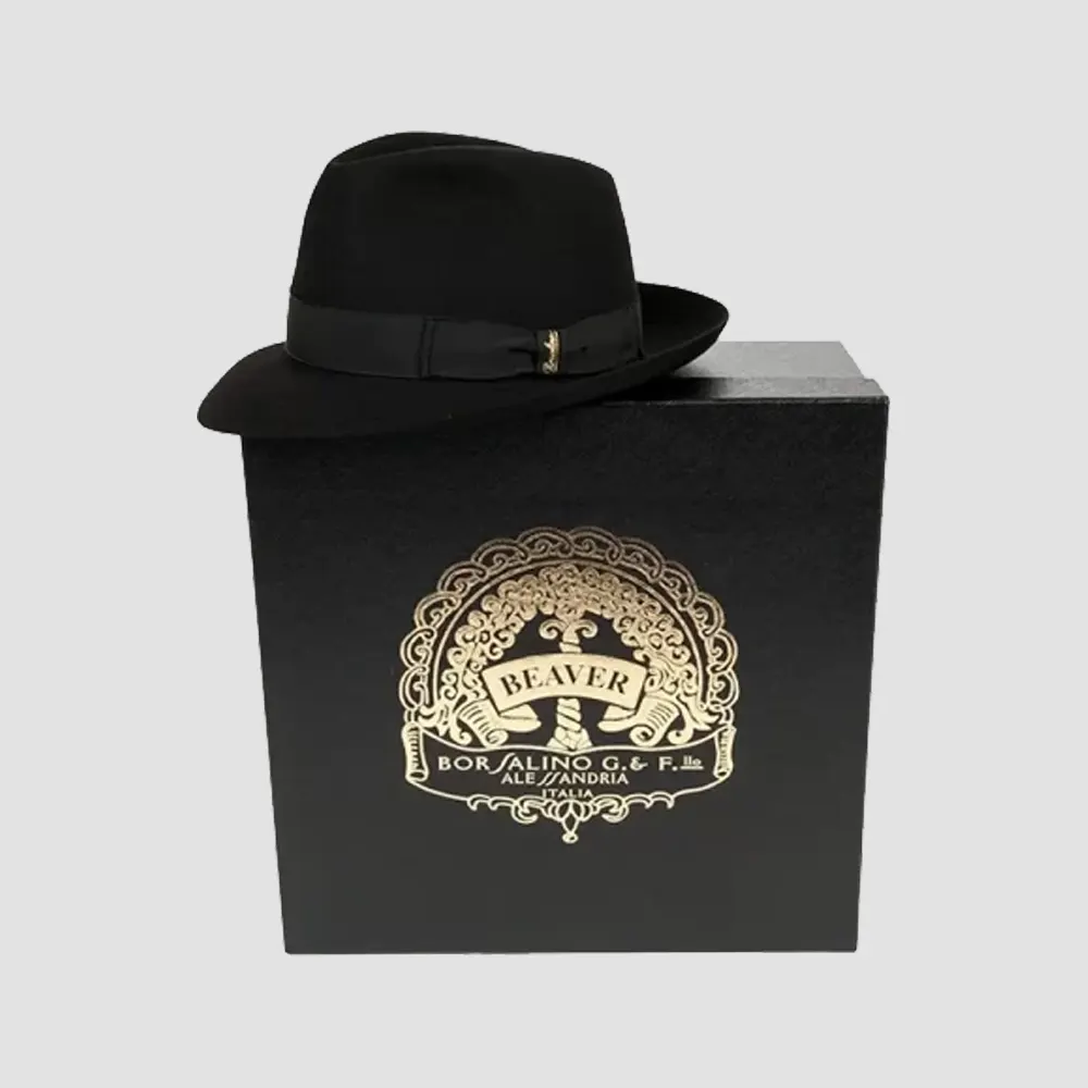 gold foiled hat boxes