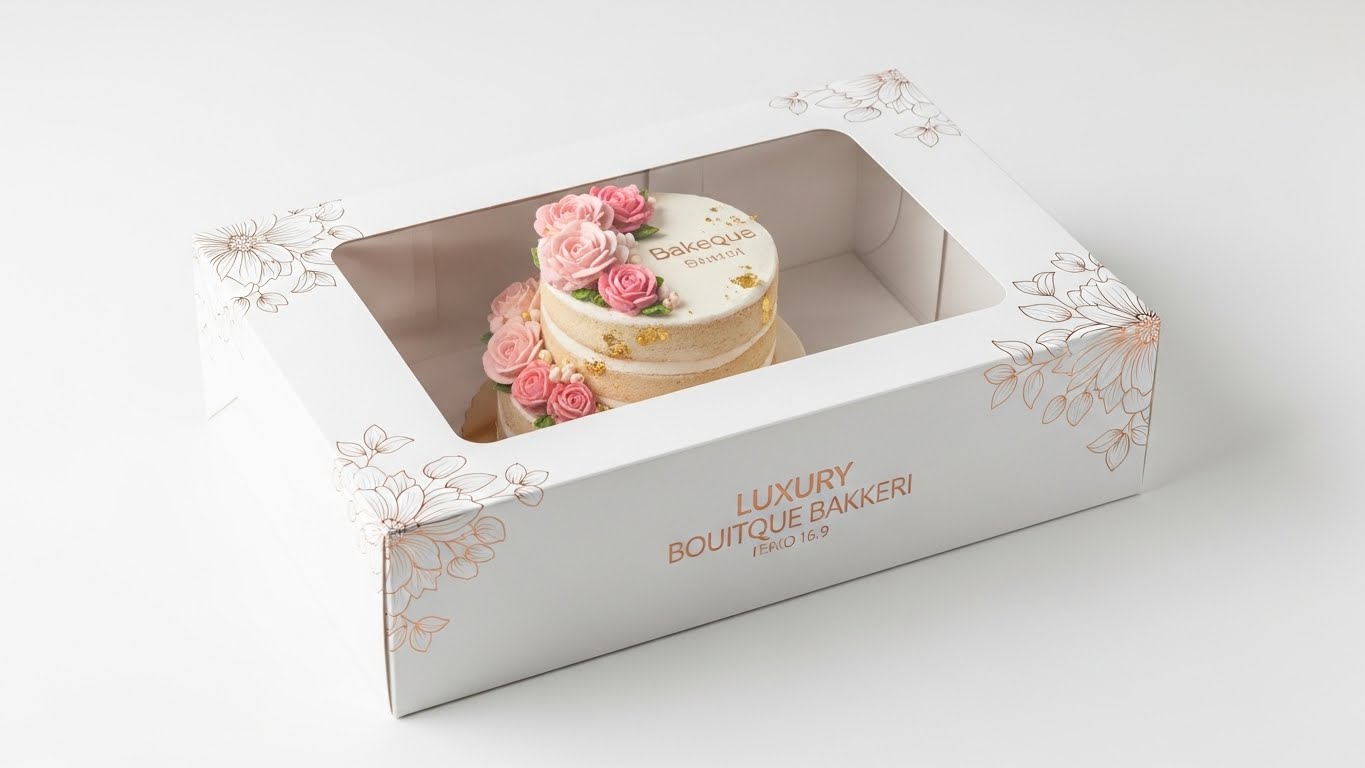 Best luxury bakery boxes with window showcasing premium cake