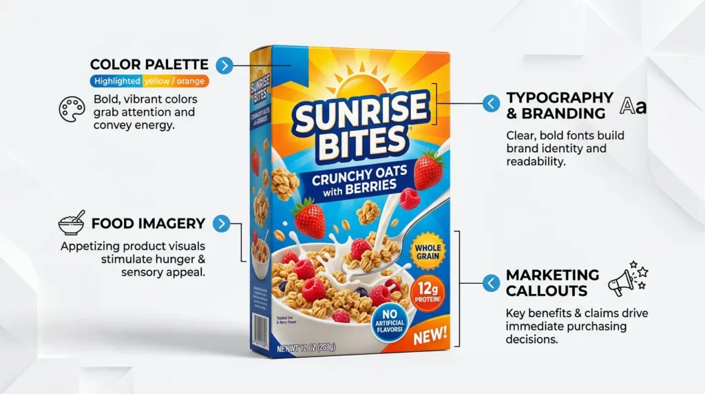 Cereal box design elements