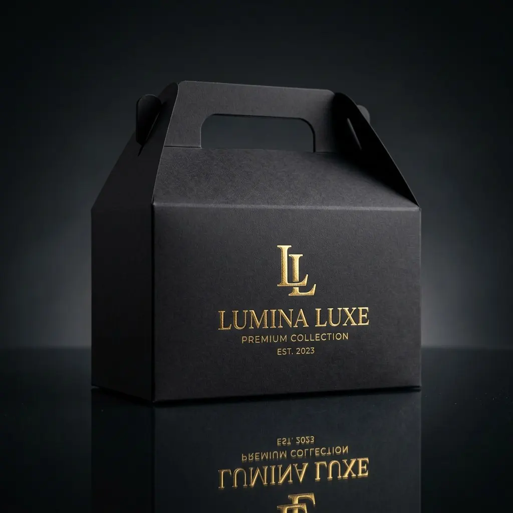 matte black gable box with gold foil stamping