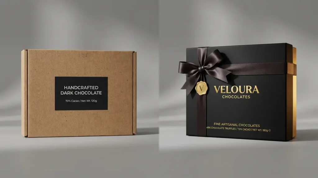 premium vs basic chocolate packaging