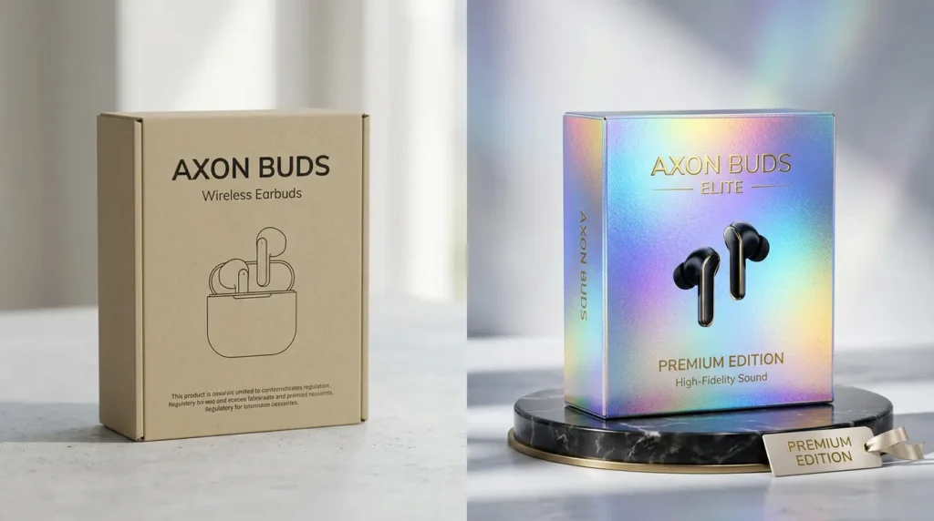 product packaging comparison of holographic boxes