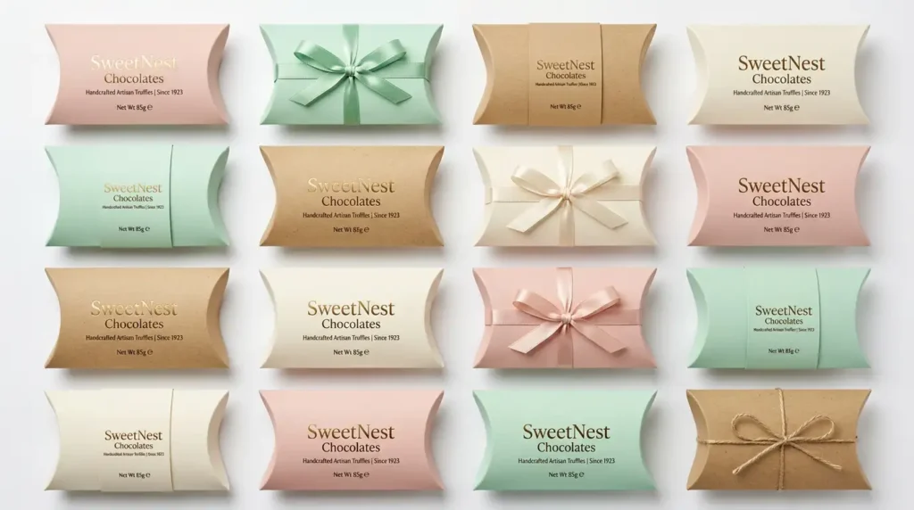 variety of pillow boxes for chocolate